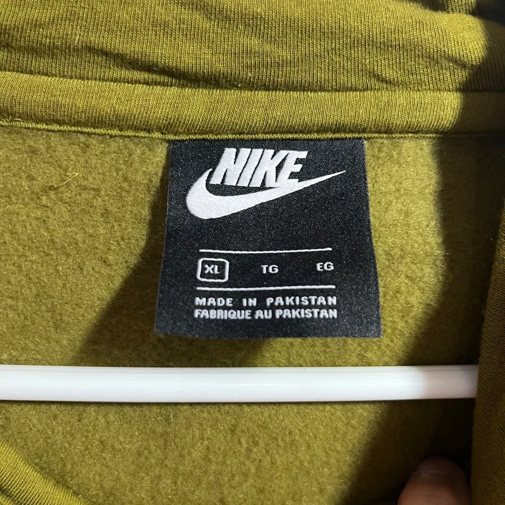 Nike Sportswear Club Fleece Funnel Neck Hoodie Olive Green Mens XL Sweatshirt